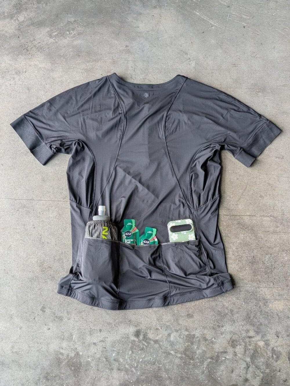 Athleta Velo Cycle Jersey Black Biking Short Sleeve Athletic Top size XL